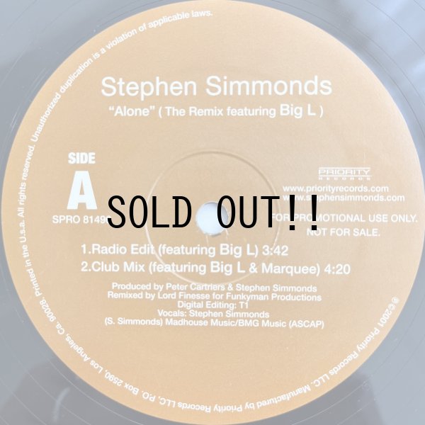 画像2: STEPHEN SIMMONDS feat. BIG L / ALONE REMIX