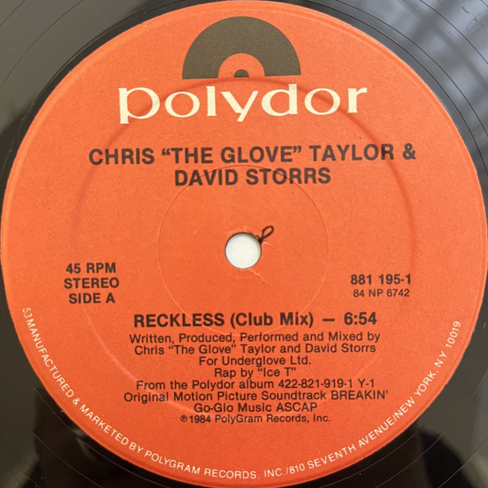 画像1: CHRIS "THE GLOVE" TAYLOR & DAVID STORRS / RECKLESS