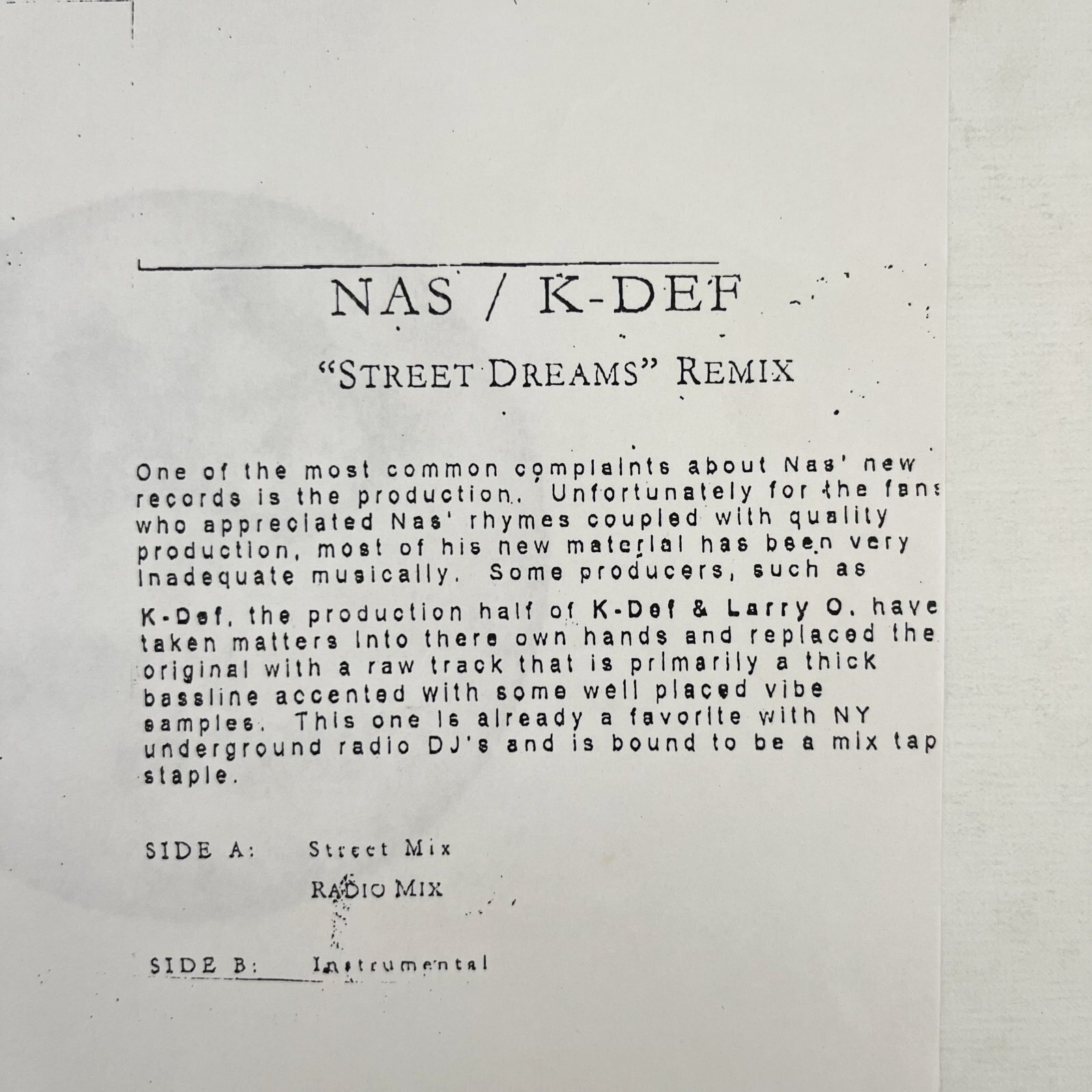 画像2: NAS  / STREET DREAMS REMIX