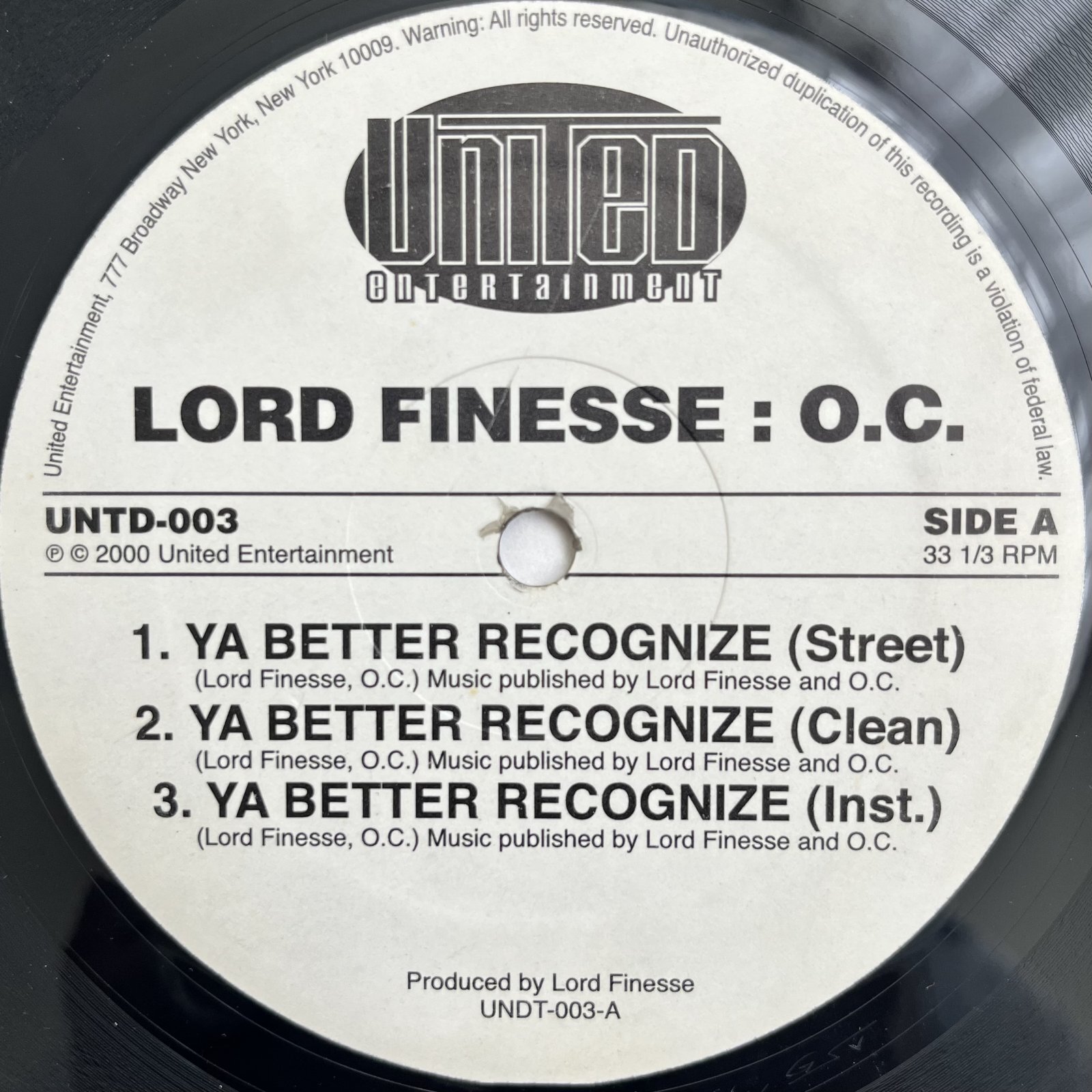 画像1: LORD FINESSE : O.C. / YA BETTER RECOGNIZE - ROYAL FLUSH : BIG L / THOROUGH FAM